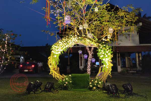natural root and hanging ribbons bangles mehndi decor | Mehndi Decor by Red Carpet Events - Hotel Le Meridien Maradu Kochi Kerala